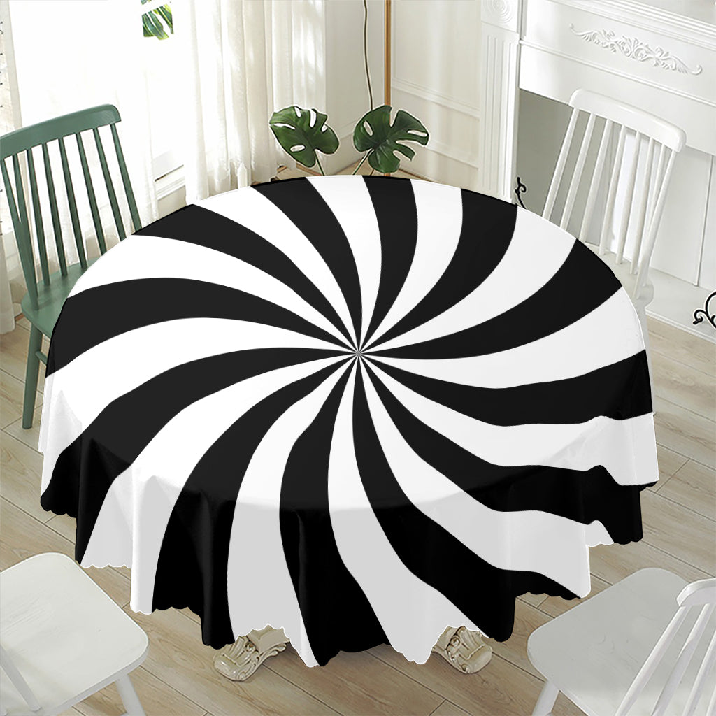 Black And White Swirl Print Waterproof Round Tablecloth