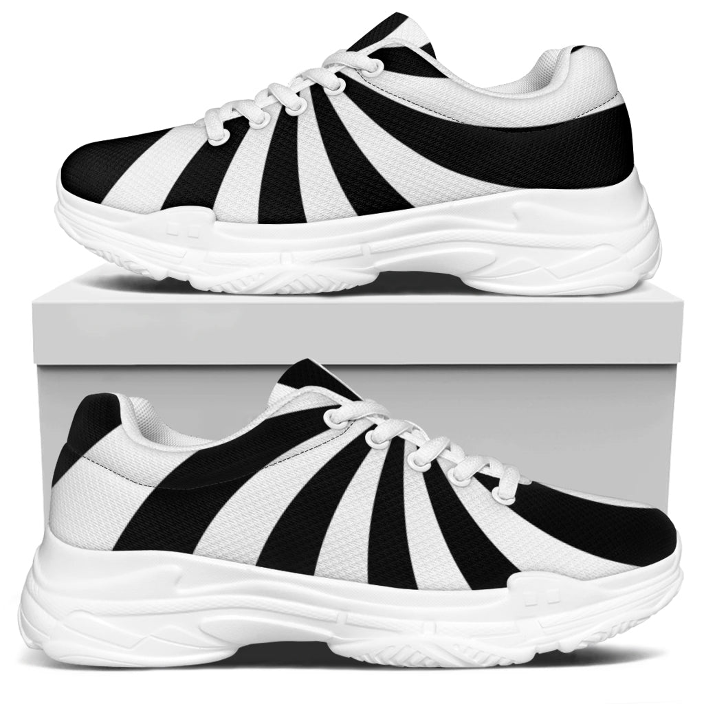 Black And White Swirl Print White Chunky Shoes