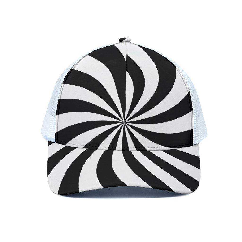 Black And White Swirl Print White Mesh Trucker Cap