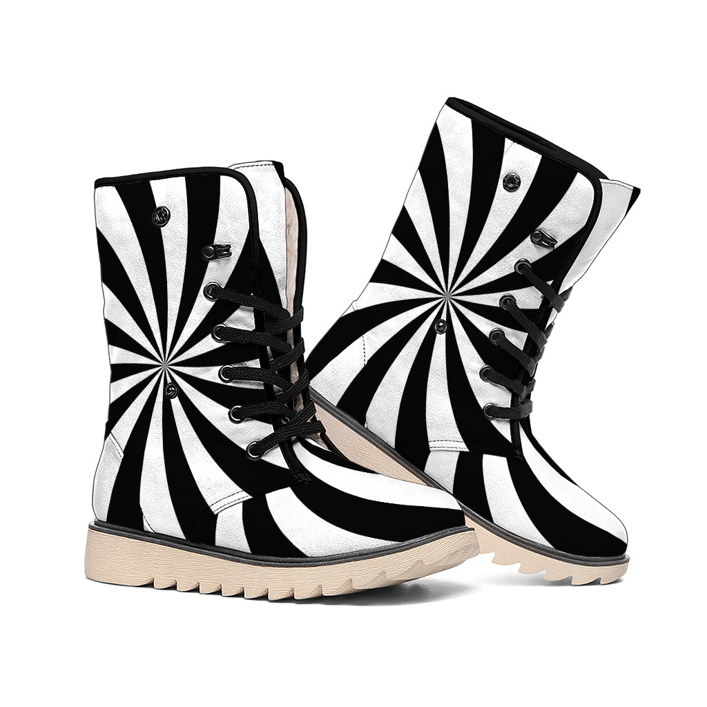 Black And White Swirl Print Winter Boots