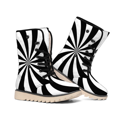 Black And White Swirl Print Winter Boots