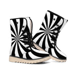 Black And White Swirl Print Winter Boots