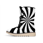 Black And White Swirl Print Winter Boots