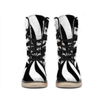 Black And White Swirl Print Winter Boots