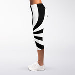 Black And White Swirl Print Women's Capri Leggings