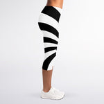 Black And White Swirl Print Women's Capri Leggings