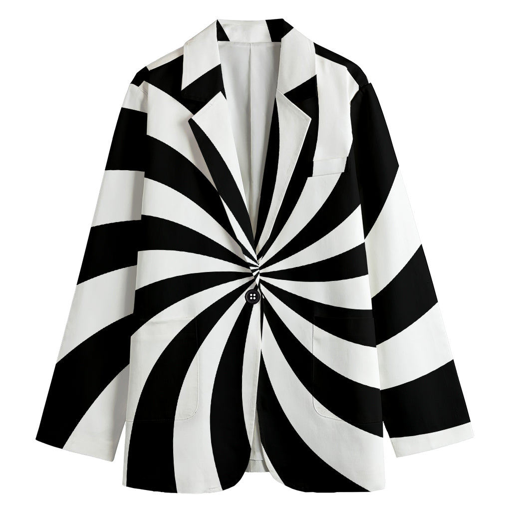 Black And White Swirl Print Women's Cotton Blazer