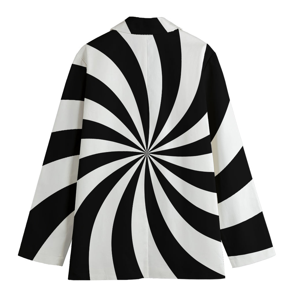 Black And White Swirl Print Women's Cotton Blazer