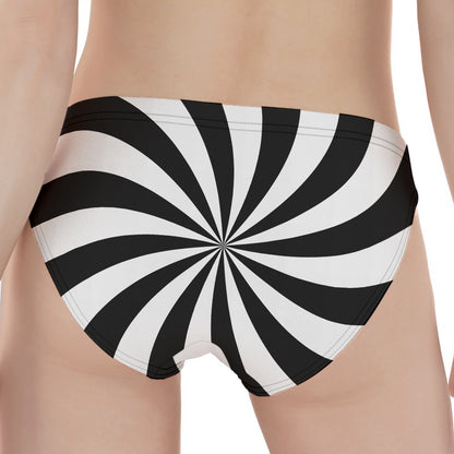 Black And White Swirl Print Women's Panties