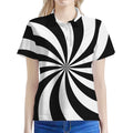 Black And White Swirl Print Women's Polo Shirt