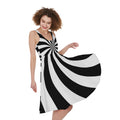 Black And White Swirl Print Sleeveless Knee Length Dress