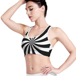 Black And White Swirl Print Women's Sports Bra
