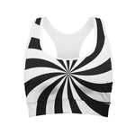 Black And White Swirl Print Women's Sports Bra