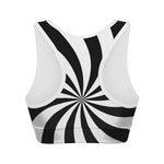 Black And White Swirl Print Women's Sports Bra