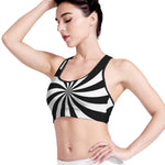 Black And White Swirl Print Women's Sports Bra
