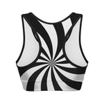 Black And White Swirl Print Women's Sports Bra