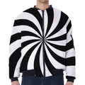 Black And White Swirl Print Zip Sleeve Bomber Jacket