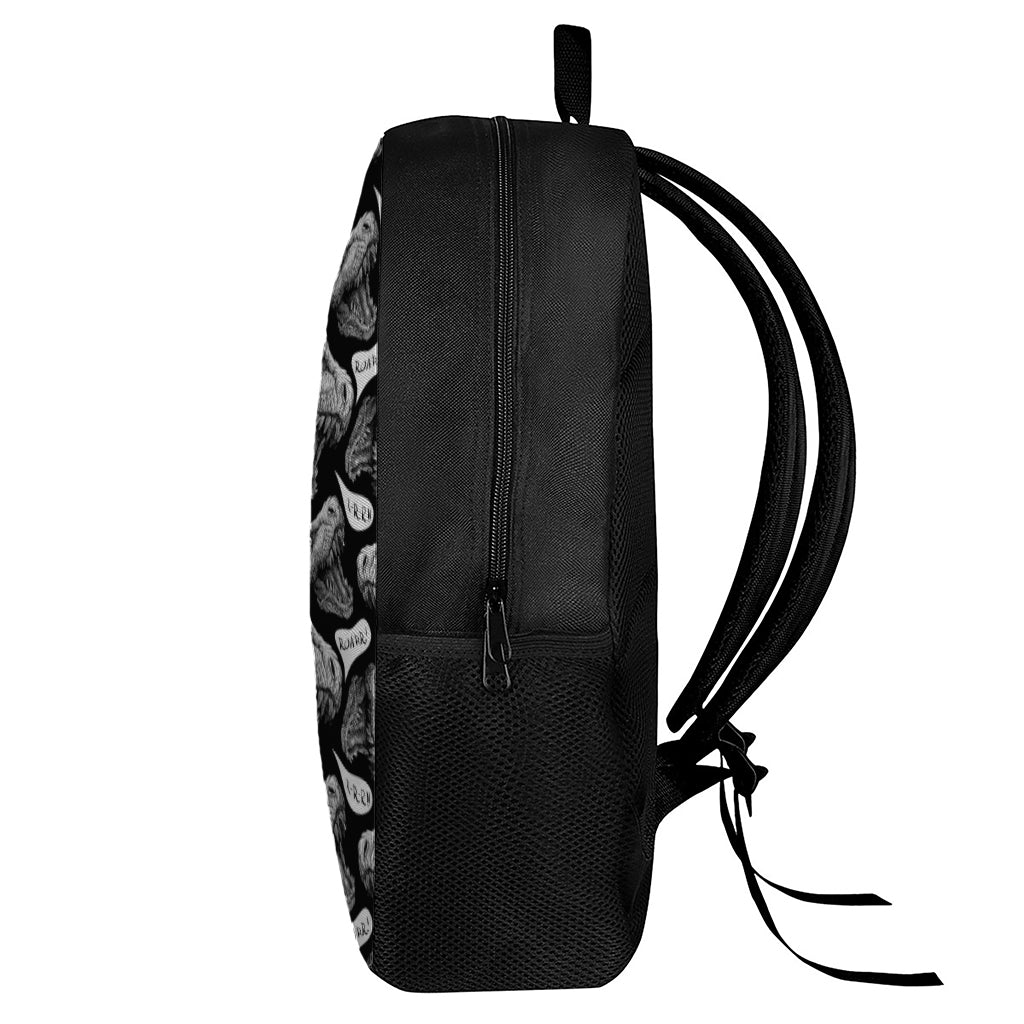 Black And White T-Rex Dinosaur Print 17 Inch Backpack