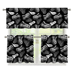 Black And White T-Rex Dinosaur Print 3 Piece Kitchen Curtains