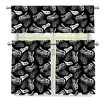 Black And White T-Rex Dinosaur Print 3 Piece Kitchen Curtains