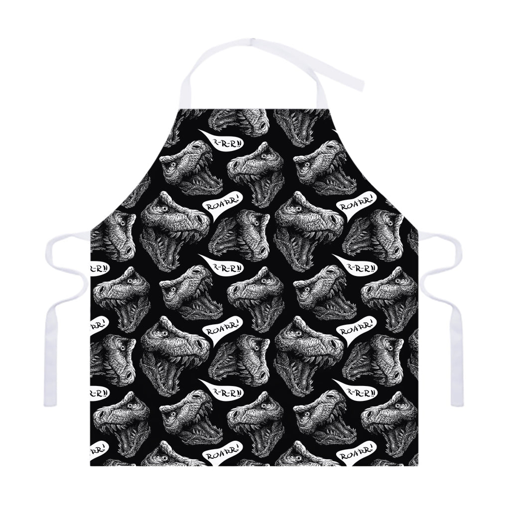 Black And White T-Rex Dinosaur Print Adjustable Apron