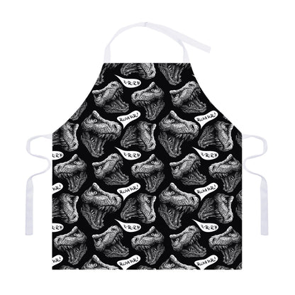 Black And White T-Rex Dinosaur Print Adjustable Apron