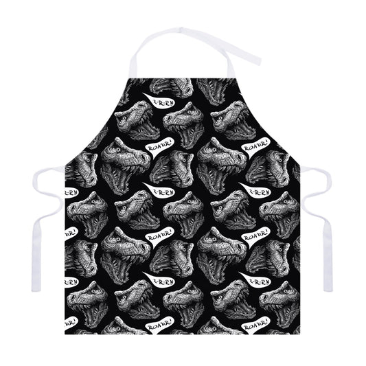 Black And White T-Rex Dinosaur Print Adjustable Apron