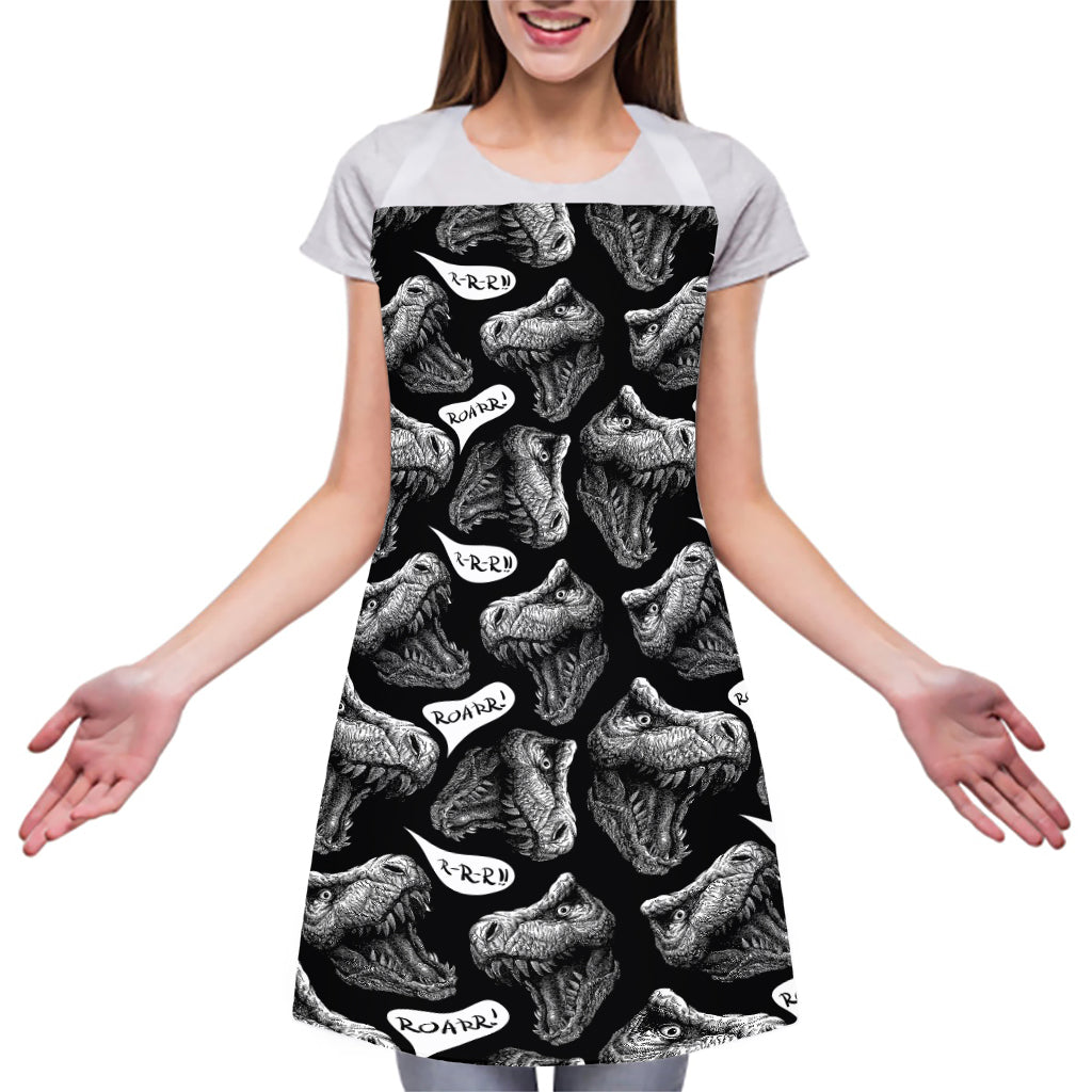 Black And White T-Rex Dinosaur Print Adjustable Apron