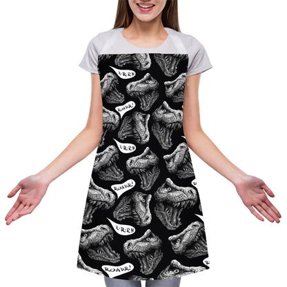 Black And White T-Rex Dinosaur Print Adjustable Apron