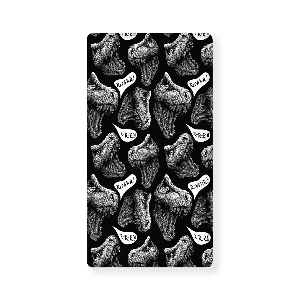 Black And White T-Rex Dinosaur Print Baby Crib Sheet