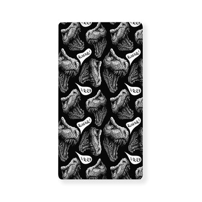 Black And White T-Rex Dinosaur Print Baby Crib Sheet