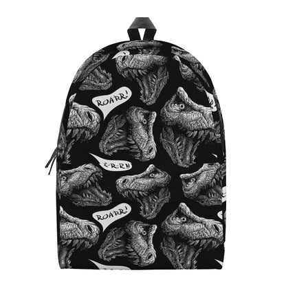 Black And White T-Rex Dinosaur Print Backpack