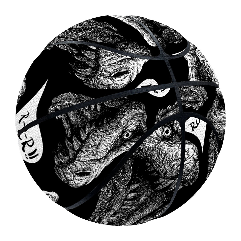 Black And White T-Rex Dinosaur Print Basketball