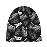 Black And White T-Rex Dinosaur Print Beanie