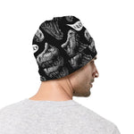 Black And White T-Rex Dinosaur Print Beanie