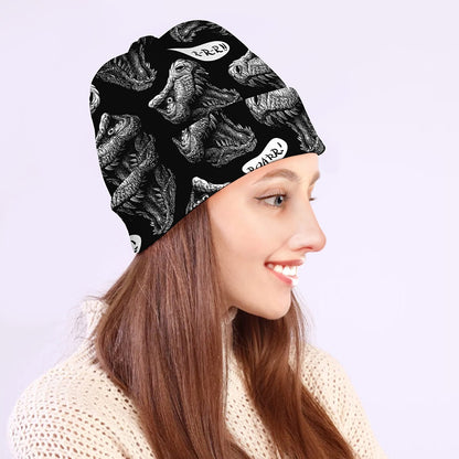 Black And White T-Rex Dinosaur Print Beanie