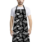 Black And White T-Rex Dinosaur Print Bib Apron With Pocket