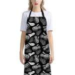 Black And White T-Rex Dinosaur Print Bib Apron With Pocket