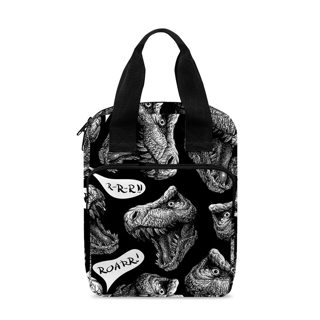 Black And White T-Rex Dinosaur Print Bible Tote Bag