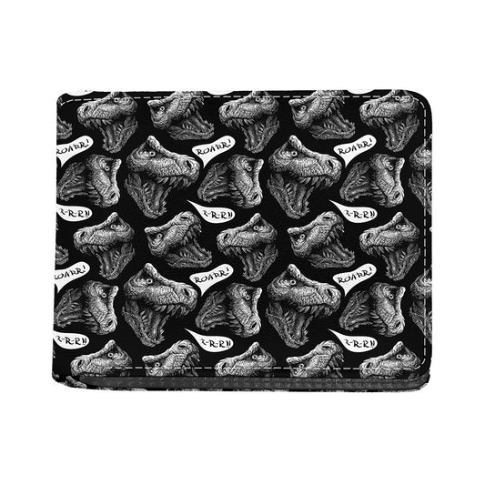 Black And White T-Rex Dinosaur Print Bifold Wallet