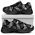 Black And White T-Rex Dinosaur Print Black Chunky Shoes
