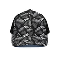Black And White T-Rex Dinosaur Print Black Mesh Trucker Hat