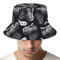 Black And White T-Rex Dinosaur Print Bucket Hat