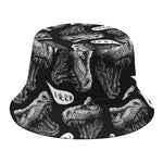 Black And White T-Rex Dinosaur Print Bucket Hat