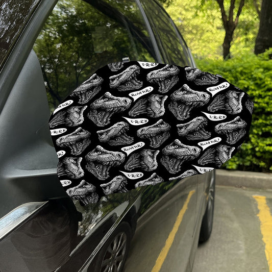 Black And White T-Rex Dinosaur Print Car Side Mirror Covers