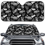 Black And White T-Rex Dinosaur Print Car Windshield Sun Shade