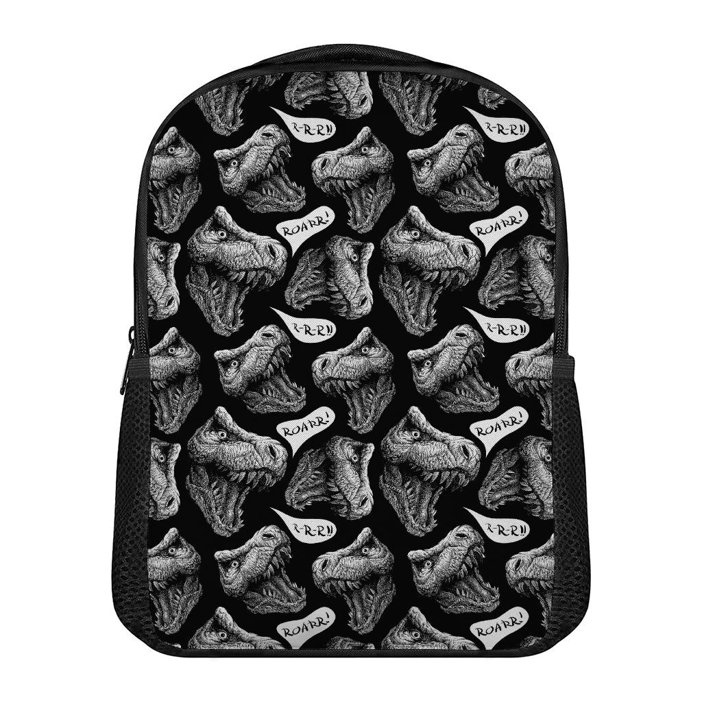 Black And White T-Rex Dinosaur Print Casual Backpack