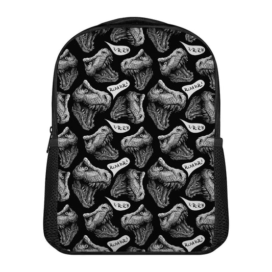 Black And White T-Rex Dinosaur Print Casual Backpack