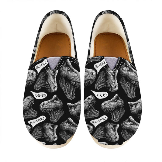 Black And White T-Rex Dinosaur Print Casual Shoes