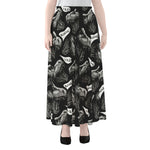 Black And White T-Rex Dinosaur Print Chiffon Maxi Skirt